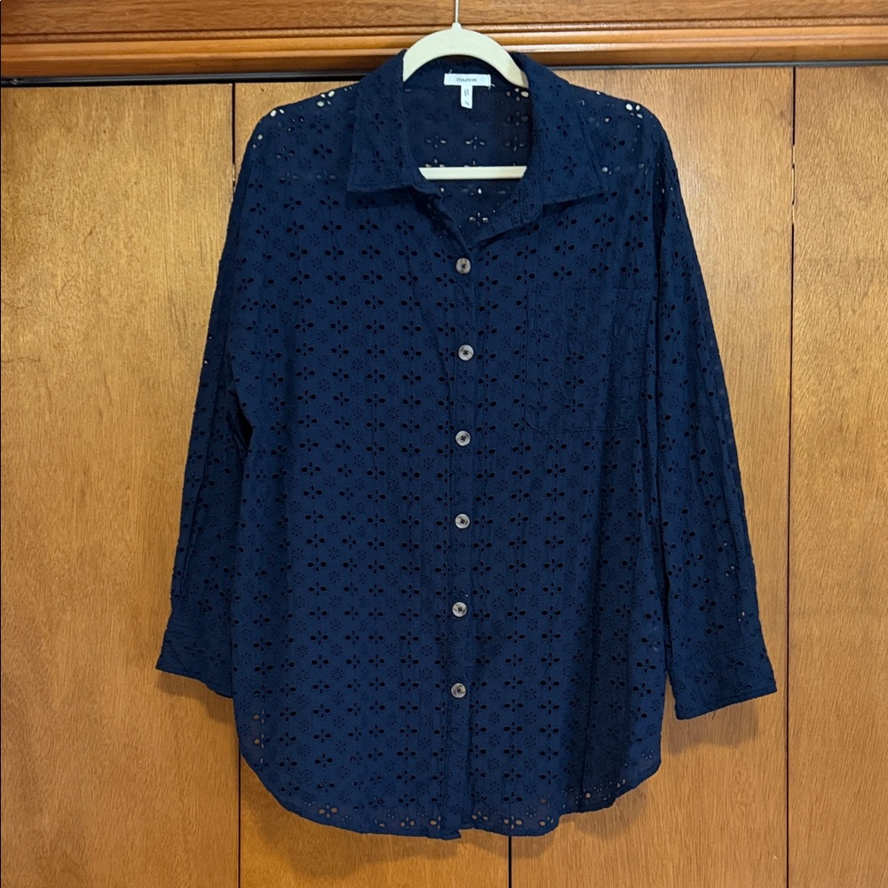 Maurices Dark Blue Eyelet Top